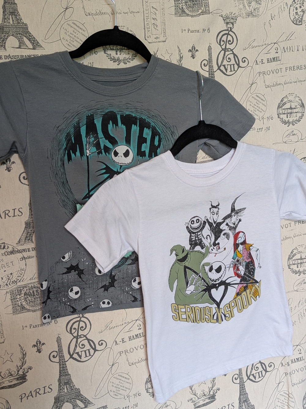 2-Pack Disney The Nightmare Before Christmas Kids Tees — White & Gray Size T4